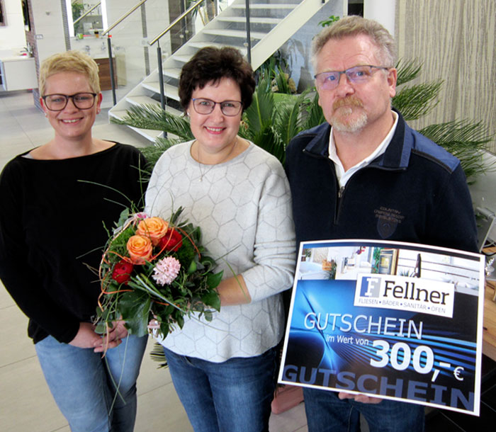 Michael und Birgit Tschirnack gewinnen Einkaugsgutschein bei Fliesen Fellner
